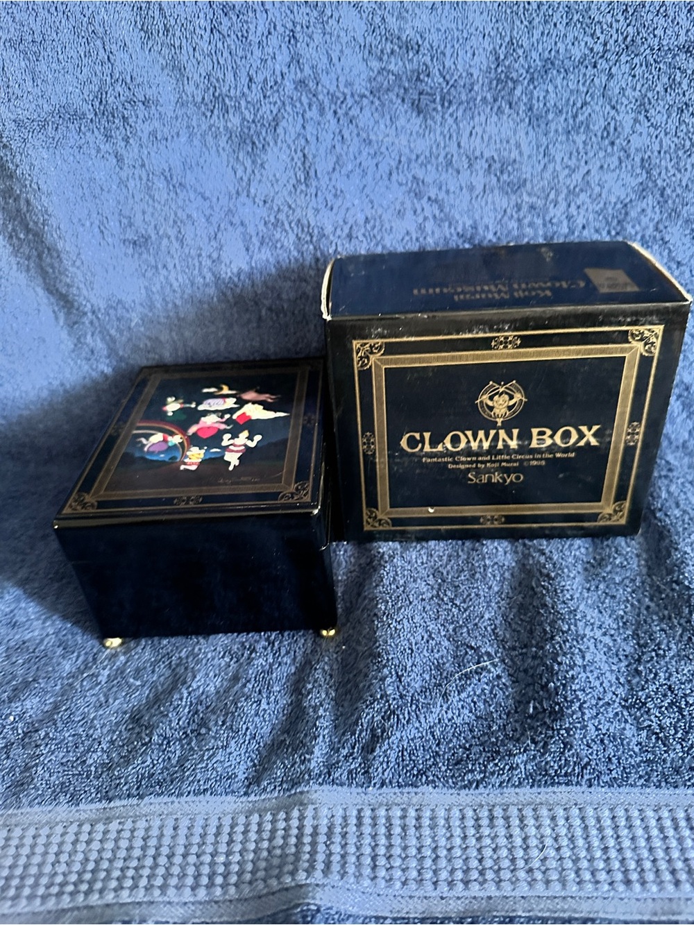 Sankyo Black Clown Music Box - Decorative Kids Collectible